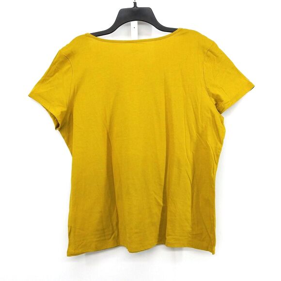 Basic Editions Shirt Women Plus Size 2XL Mustard Brown Short Sleeve Pullover Top - Picture 3 of 7